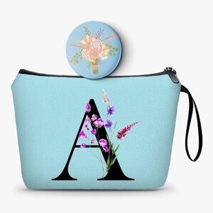 Canvas Initial “A” Clutch with Mirror